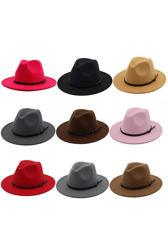 Vintage Women Felt Wide Brim Floppy Warm Hat Bowler Cap