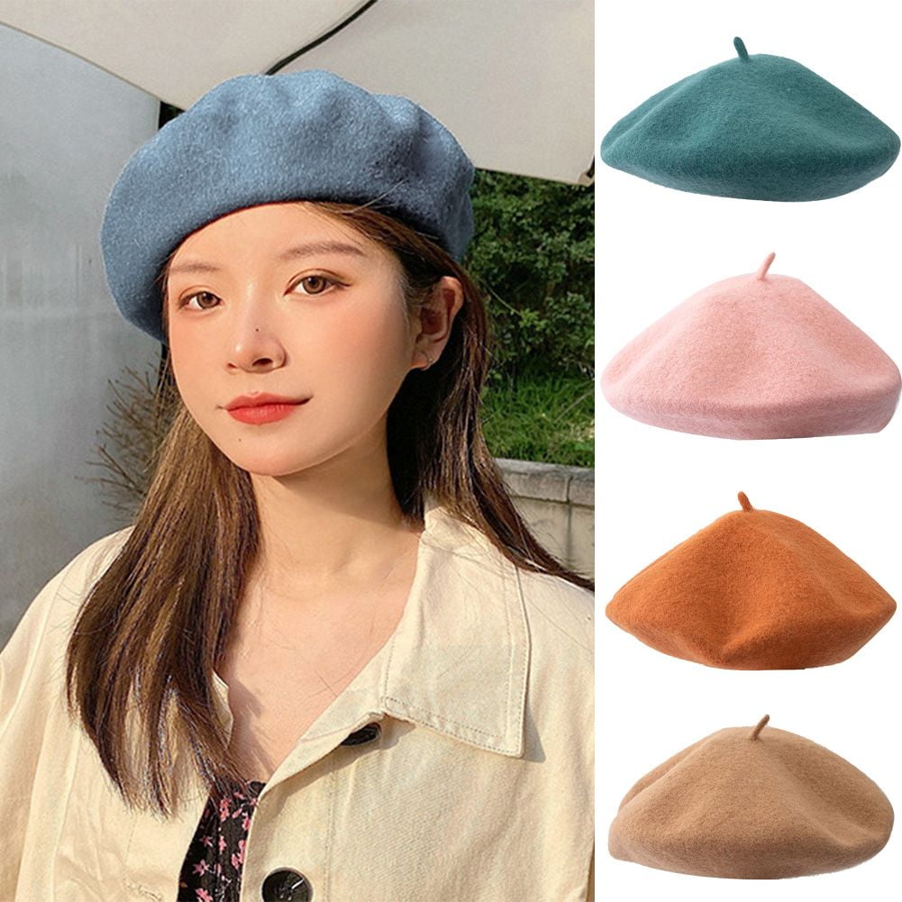 SPRING PARK Vintage Wool Beret Hat,Solid Color French Style  display picture 2