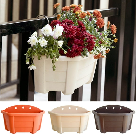 SPRING PARK Wall Hanging Planters Railing Hanging Planters Plants Flowers Plastic Pots Baskets for Balcony Fence Garden Outdoor Indoor