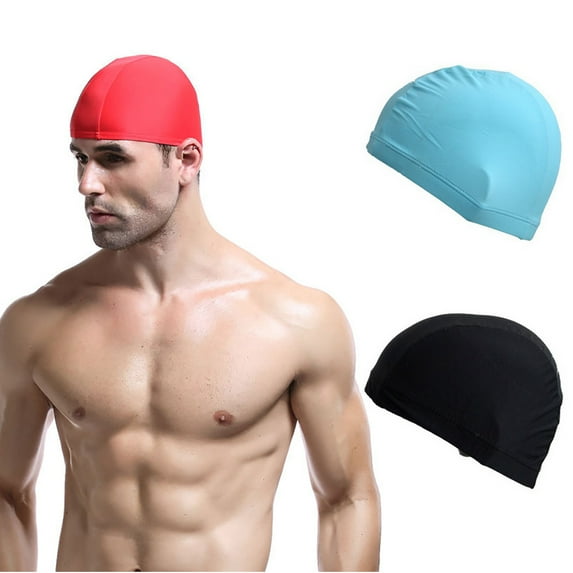 SPRING PARK Waterproof Nylon Swim Cap, Solid Color Swimming Cap Keeps Hair Clean Breathable Fit Both Long Hair Short Hair, Swim Caps for Woman Men