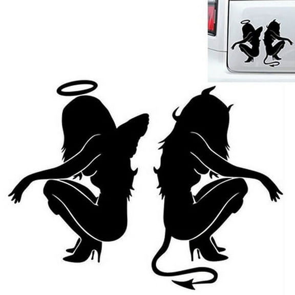 SPRING PARK Waterproof Sexy Angel and Devil Girls Sticker Auto Car Truck Window Decal