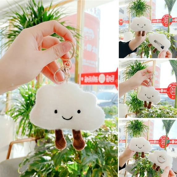 SPRING PARK White Cloud Brooch Hair Clip, Fluffy Decoration Plush Cartoon Cloud Brooch Pin Ornament, Cloud Pendant Hairpin Plush Bag Accessories