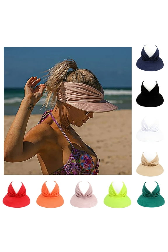 Wide Brim Sun Visor Hat Women Large UV Protective Beach Cap Wide Brim Sunscreen Protective Summer Hat for Holiday Design Hat for Holiday