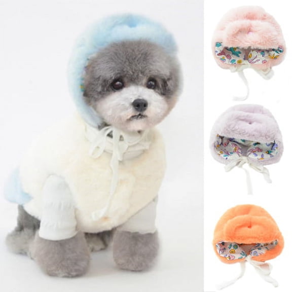 SPRING PARK Winter Dog Hat Polyester Hat Dog Headdress Floral Pattern Lining Warm Dog Hat