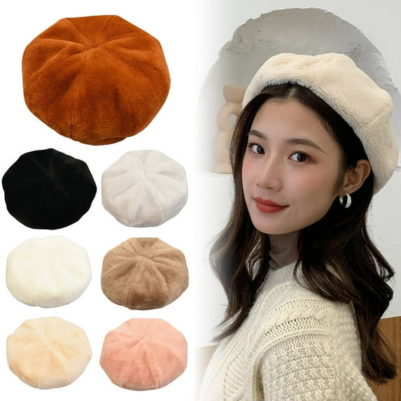 SPRING PARK Woman Fashion Soft Autumn Winter Warm Fashion Solid Color Painter All-Match Berets Beanie Cap Hat