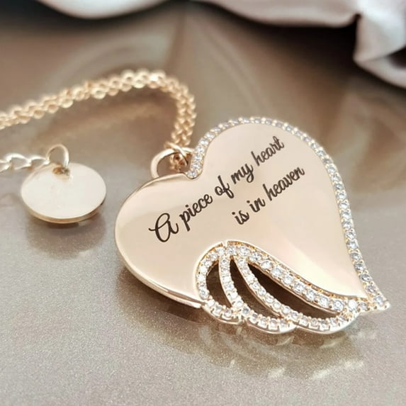 SPRING PARK Women Angel Wing Rhinestones Inlaid Letters Pendant Hollow Necklace Jewelry