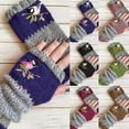 thumbnail image 1 of SPRING PARK Women Autumn Winter Bird Embroidered Thick Adjustable Gloves Knit Fingerless Color Block Mitten, 1 of 3
