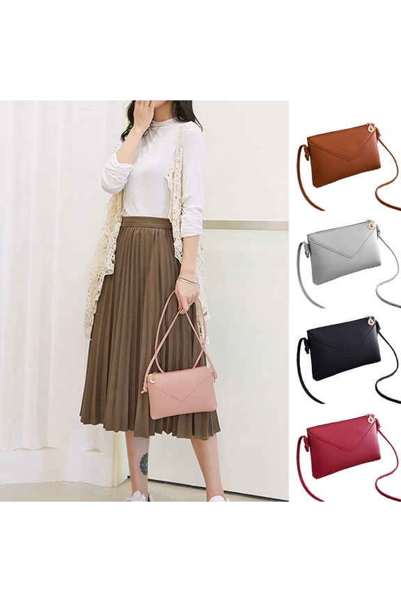 Women Bag Zipper Leaf Shoulder Faux Leather Handbag Crossbody Handbag
