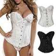 thumbnail image 1 of SPRING PARK Women Boned Waist Training Corset Overbust Lace Up Bustier Top Shaper, 1 of 7
