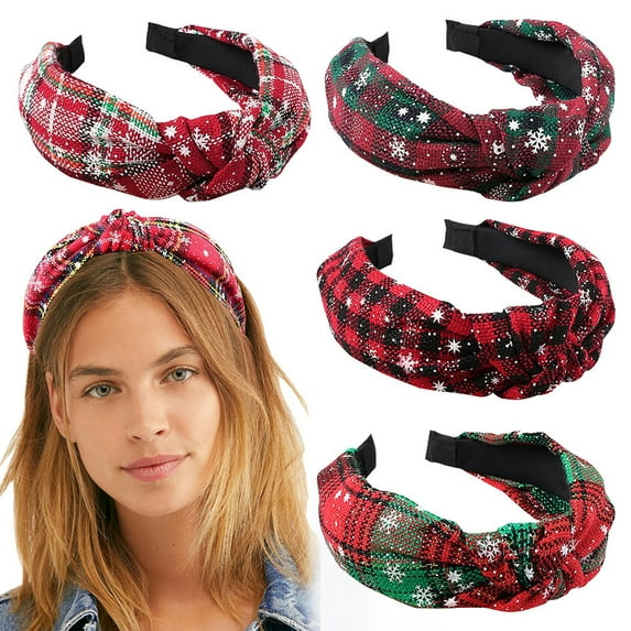 SPRING PARK Women Christmas Colorful Plaid Hairbands Women Tie Winding Knot Hair Hoop for Girl Fab