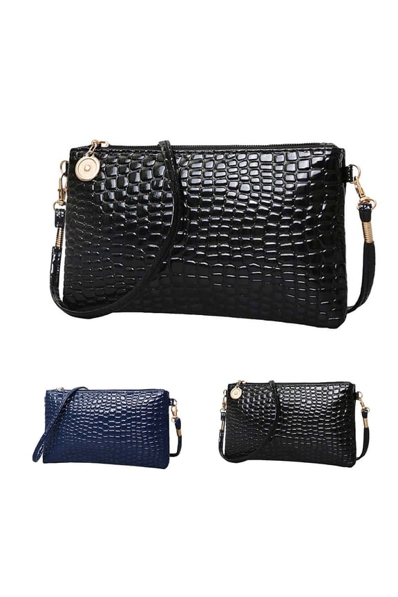 Women Crocodile Pattern Handbag Hasp Solid Color Crossbody Shoulder Bag