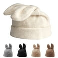 thumbnail image 1 of SPRING PARK Women Draping Hat Solid Color Rabbit Ears Autumn Winter Korean Style Thick Knitted Cap for Daily Wear, 1 of 6