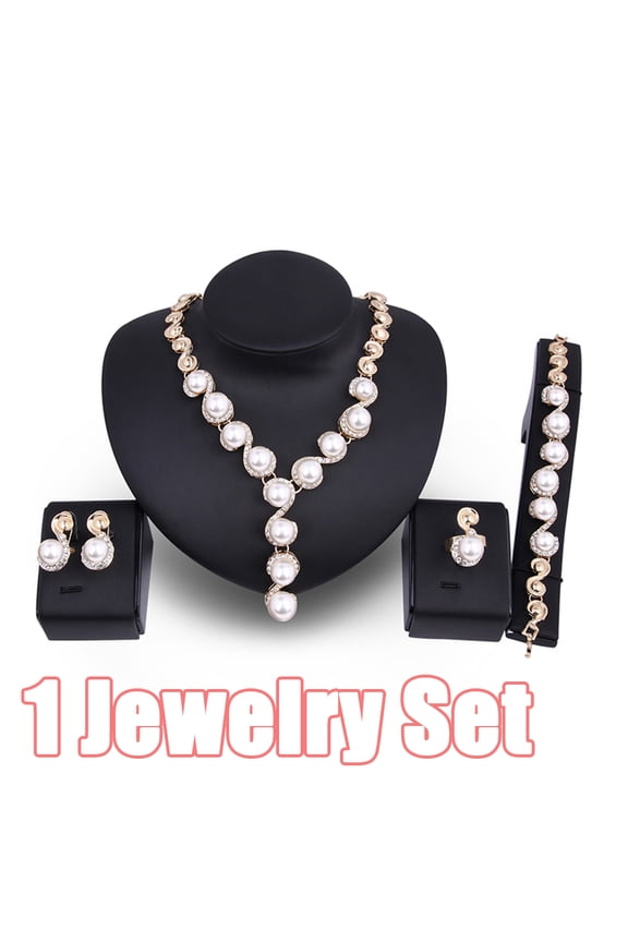 Women Elegant Crystal Necklace Earrings Bracelet Ring Bridal Wedding Party Jewelry Sets for Brides Women