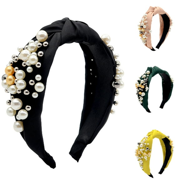 SPRING PARK Women Faux Pearl Hairband Twist Bow Knot Cross Headband Girl Hair Band Lady Headwear