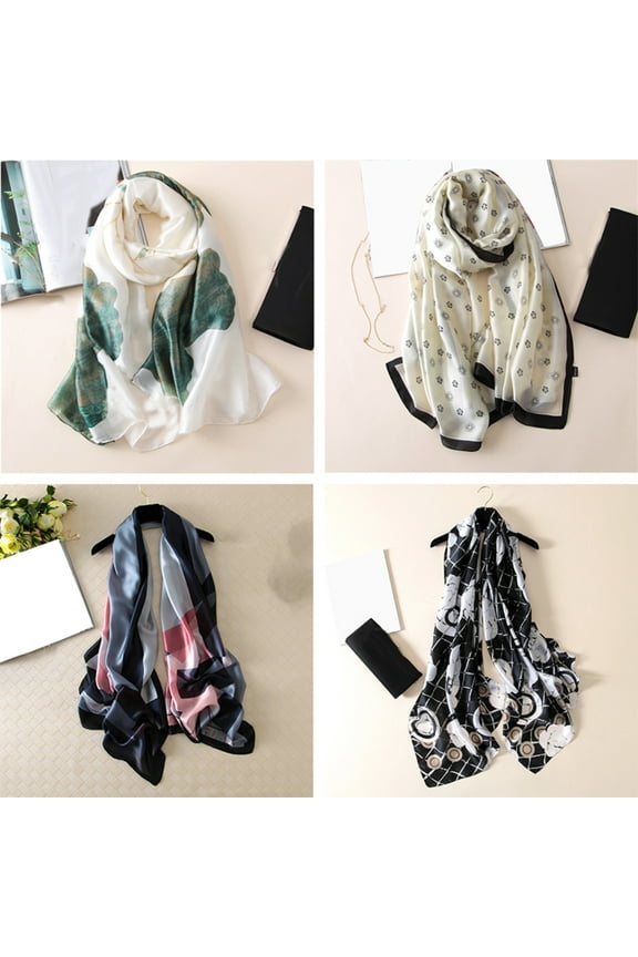 Women Floral Print Scarf Long Loop Head Neck Wrap Shawl Hijab Floral Scarves Shawl