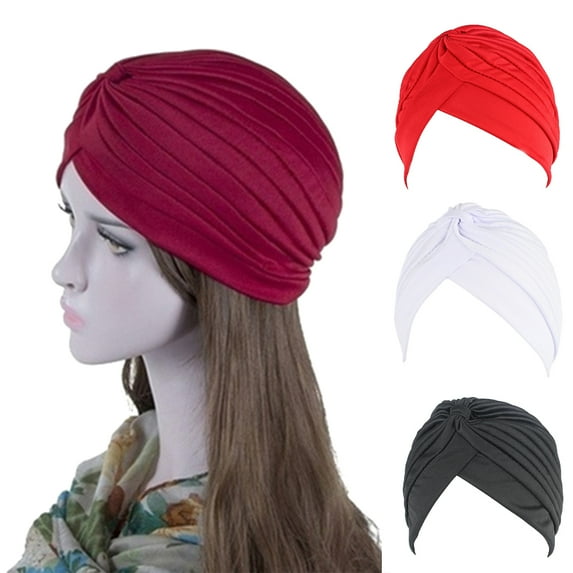 SPRING PARK Women Flower Ruffle Turban Muslim Twist Ruffle Hijab Headwear Hat Cap