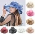 thumbnail image 1 of SPRING PARK Women Foldable Wide Brim Kentcky Derby Church Hat Dress Fascinator Bridal Organza Tea Party Wedding Hat, 1 of 3