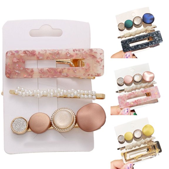SPRING PARK Women Girls Macaroon Faux Pearl Hair Slides Grips Clips Barrette Hair Accessory
