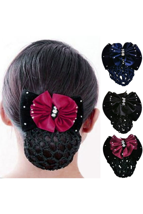 Women Hair Clip Hair Bun Cover, Barrettes Net Snood Hairnet Lace Bow Bow-knot Decor Hair Clip Hairnet