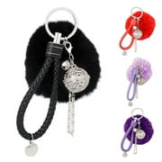 SPRING PARK Women Hollow Ball Pompom Keychain Keyring Car Key Ring Chain Charm Bag Pendant Decor