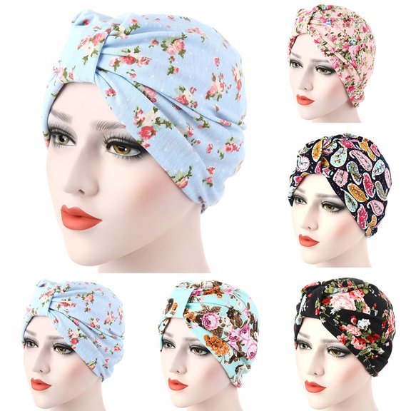 SPRING PARK Women Muslim Turban Hat Stylish Flower Pattern Hair Cap Hijab Head Scarf Wrap Cover