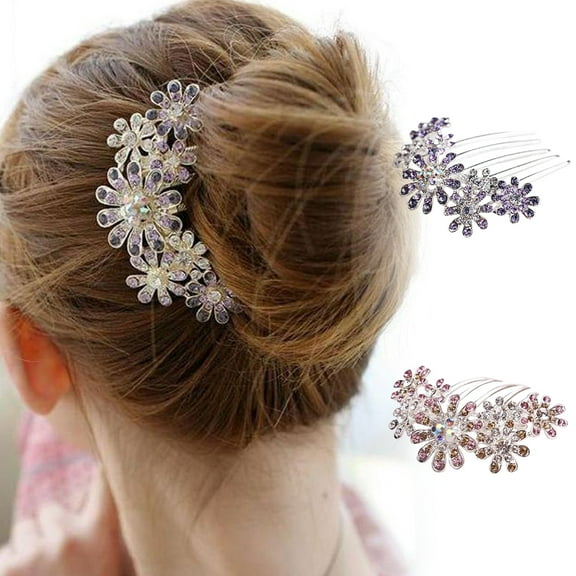 SPRING PARK Women Rhinestone Inlaid Flower Hair Comb Hairpin Bridal Headwear Accessory