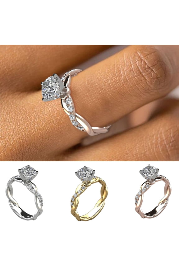 Women Rhinestone Star Engagement Diamond Ring for Women Silver Jewelry Bride