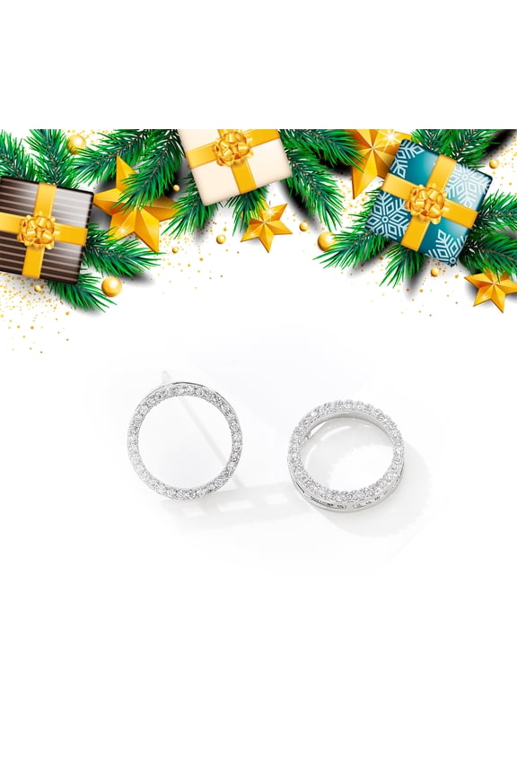 Women Simple Stud Earrings Round Heart Shape Cubic Zirconia Jewelry Valentine Day Gift