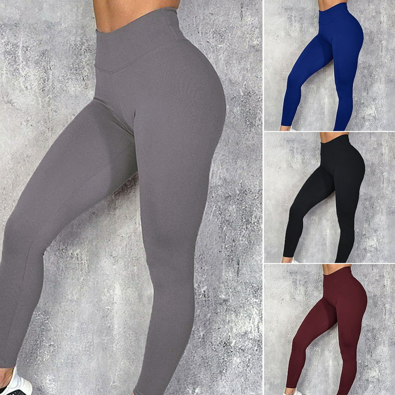 SPRING PARK Women Solid Color Scrunch Butt Leggings High Waisted Ruched  Yoga Pants Workout Butt Lifting