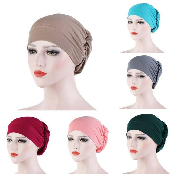 SPRING PARK Women Solid Color Soft Knotted Night Sleep Casual Beanie Cap Muslim Bonnet Turban Chemo Hat