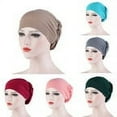 thumbnail image 1 of SPRING PARK Women Solid Color Soft Knotted Night Sleep Casual Cap Muslim Bonnet Turban Chemo Hat, 1 of 5