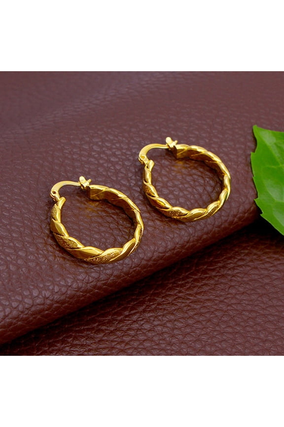 Women Sterling Plated Twisted Braided Hoop Earrings Ear Hoops Set Round