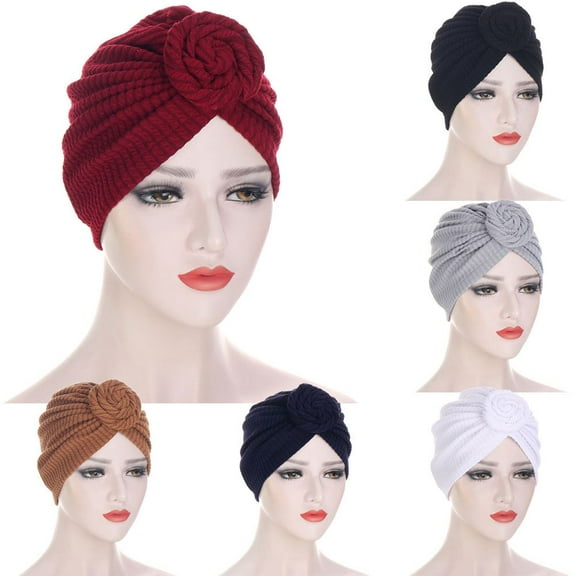 SPRING PARK Women Stripe Knotted Chemo Cap Hat Muslim Headscarf Hair Loss Turban Hijab Head Wrap