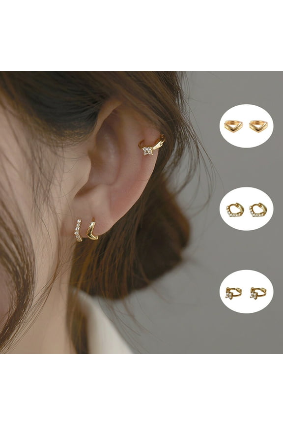 Women Stud Earrings Alloy Small Hoop Earrings Chic Ear Jewelry Dainty
