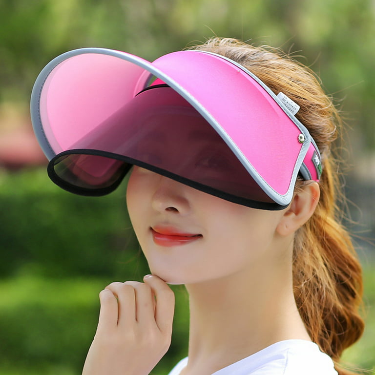 Spring Park Women Summer Anti-UV Face Shield Empty Top Sun Visor Cap Outdoor Cycling Hat, Women's, Size: One size, Pink