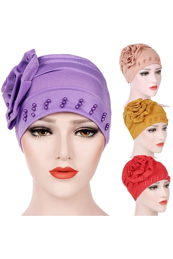 Women Turban Flower Head Wrap Beanie Scarf Cap Hair Chemo Cap Loss Hat for Men and Women