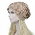 thumbnail image 1 of SPRING PARK Women Turban Hats Slouchy Knitted Cap Flower Lace Butterfly Beanies Hat, 1 of 7