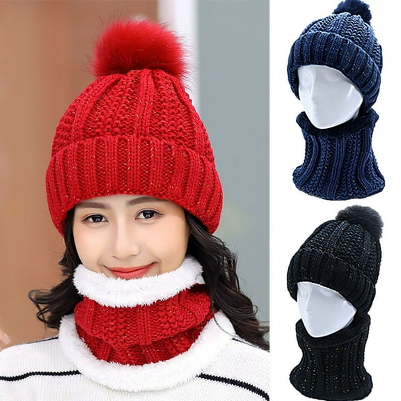 SPRING PARK Women Winter Beanie Hat Scarf Set Warm Knit Hat Thick Scarf Cap Neck Warmer for Women
