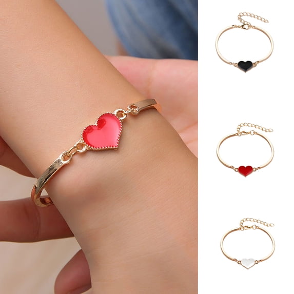 SPRING PARK Women's Adjustable Love Heart Chain Bracelet Jewelry Accessory Gift
