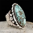 thumbnail image 1 of SPRING PARK Women's Ring Oval Cut Bohemia Turquoise Carved Ring Jewelry, 1 of 5