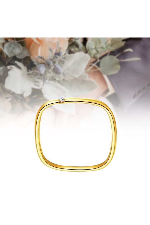 Women's Square Circlet Rhinestone Wedding Party Birthday Gift Ring