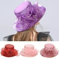 thumbnail image 1 of SPRING PARK Women's Summer Wide Brim Organza Kentcky Derby Church Dress Hat Wide Brim Flower Bridal Hat, 1 of 8