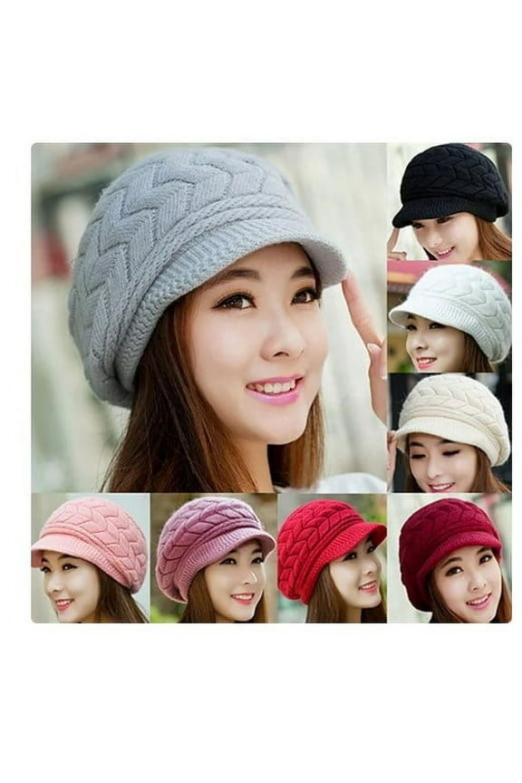 Women s Winter Soft Solid Color Warm Knitted Baggy Beret Narrow brim Beanie Hat Classic Slouch Ski Cap