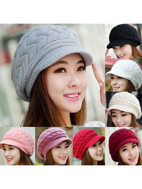 Women s Winter Soft Solid Color Warm Knitted Baggy Beret Narrow brim Beanie Hat Classic Slouch Ski Cap