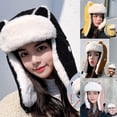 thumbnail image 1 of SPRING PARK Women's Winter Warm Faux Lambswool Cute Earflap Windproof Hat + Face Cover with Breathing Valve, 1 of 7