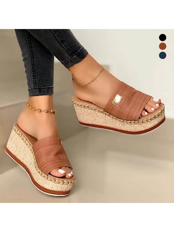 Womens Platform Wedge Sandals Slip On Summer Mules Holiday Anti Skid New