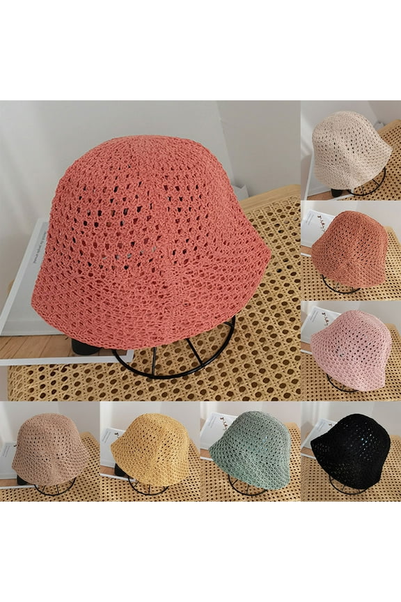 Womens Solid Color Breathable Milk Bucket Sun Hat Light Weight Caps