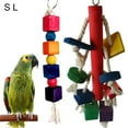 thumbnail image 1 of SPRING PARK Wooden Knots Block Parrot Toys with Bells, Bird Chewing Cotton Rope Toy for Medium and Large Parrots,Cockatoo,African Grey,Macaws, 1 of 7