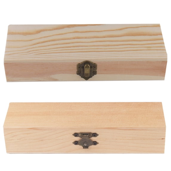 SPRING PARK Wooden Pencil Box with Lid, Natural Wood