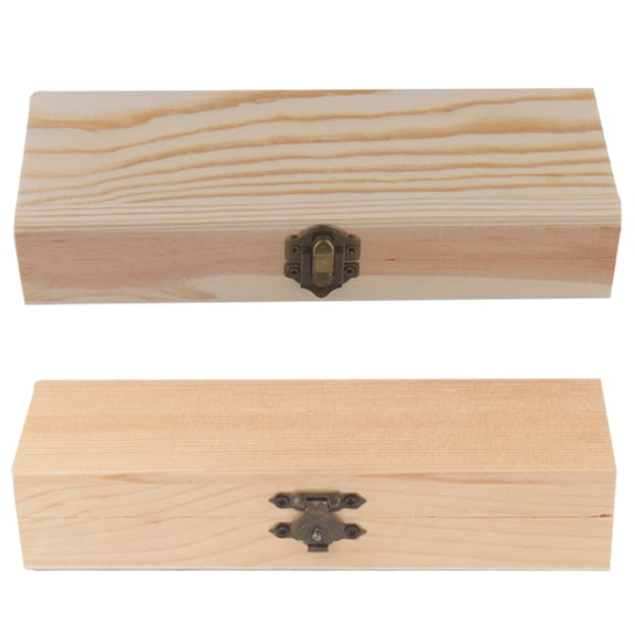 SPRING PARK Wooden Pencil Box with Lid, Natural Wood